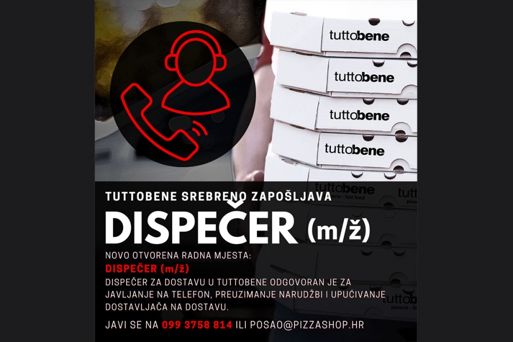 TuttoBene Pizzeria &amp; Fast Food zapo&scaron;ljava DISPEČERA!