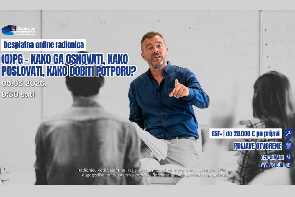 Online edukacija &bdquo;(O)PG &ndash; kako ga osnovati, kako poslovati, kako dobiti potporu?&rdquo;